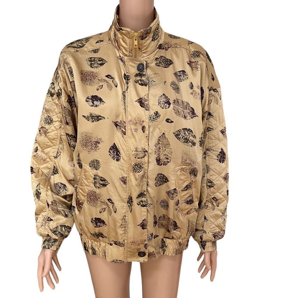 Nouveau Monde silk bomber jacket leaf print vintage size PL